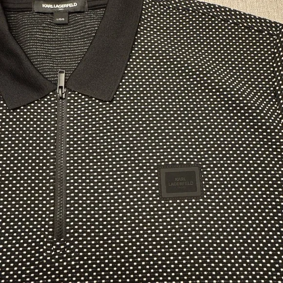 Karl Lagerfeld Paris - NWT Men's Black and White Dot Polo - Men’s L - Picture 7 of 9